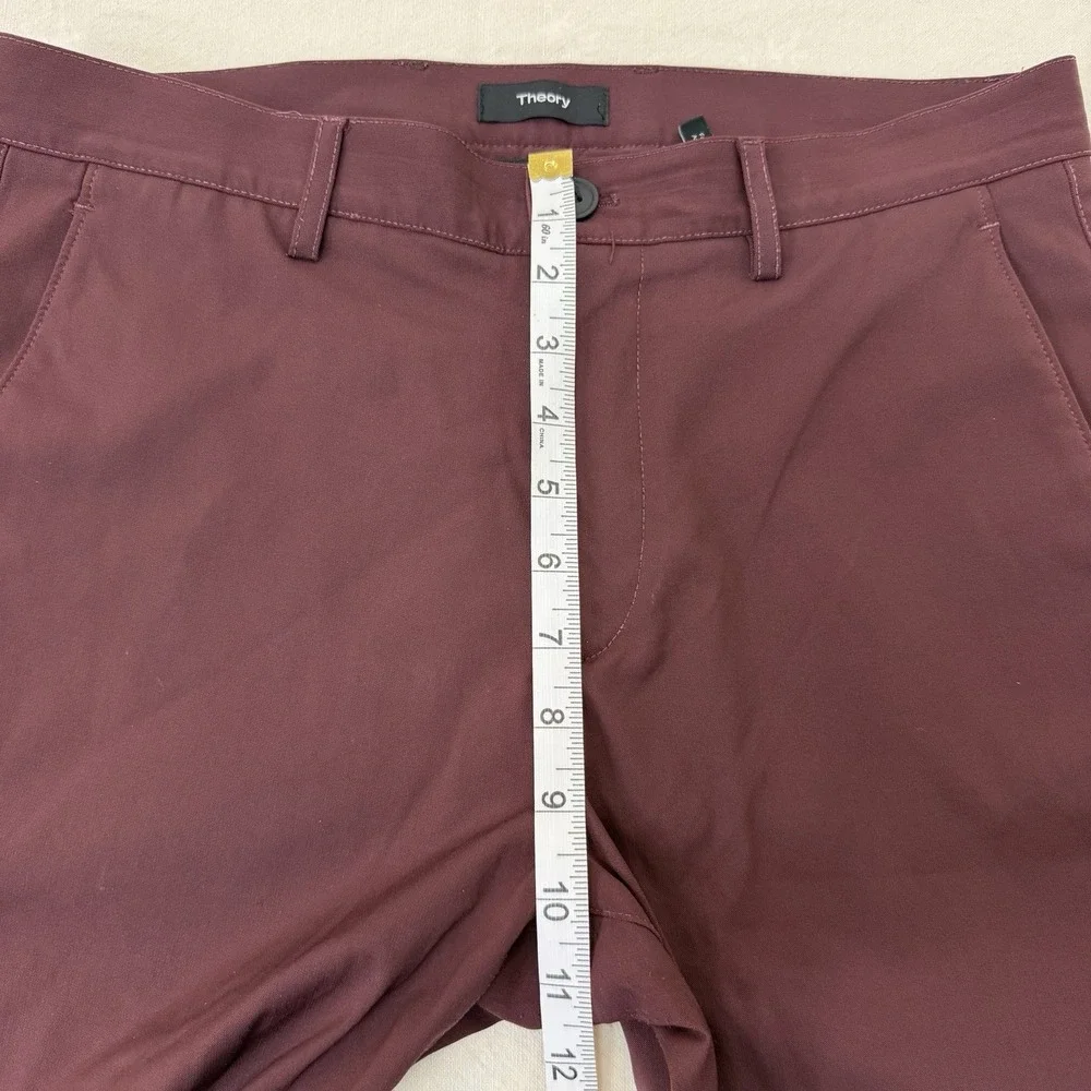 Theory Zaine SW Neoteric Pants Mens 30x32 Burgundy Slim Performance Stretch USA